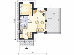 Дом из газобетона 7х9 с мансардой, 100 м2, проект №349